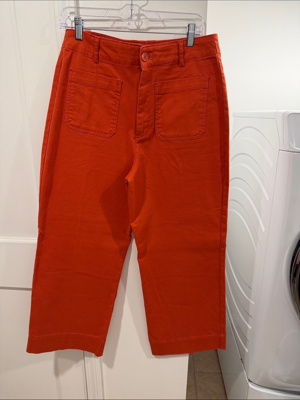 Bagatelle Women’s Cropped Wide Leg Muted Orange Chinos